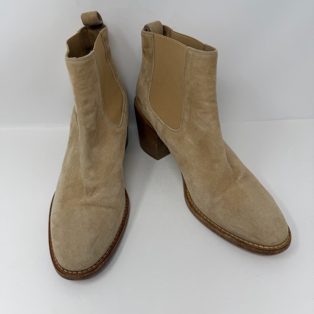 Jenni Kayne Beige Suede Chelsea Ankle Boots